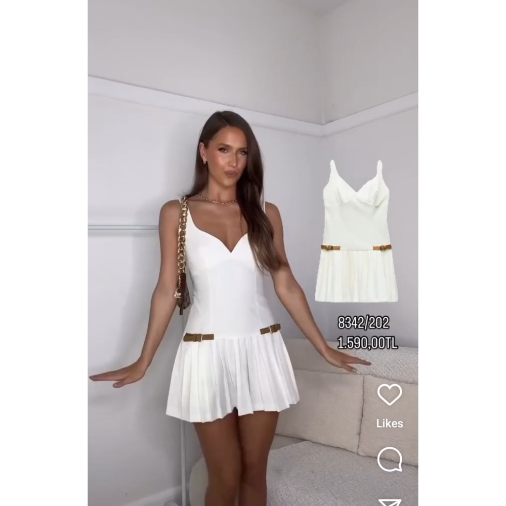 Zara Pleated  Dress White Size S and L